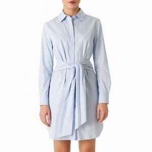 Jonathan Simkhai Striped Belted Shirt Dress Blue White Long Sleeve
